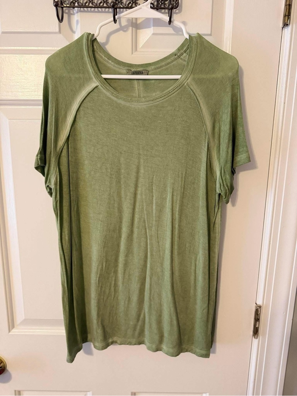 Zenana Outfitters Olive Green Raglan Short Sleeve Tee